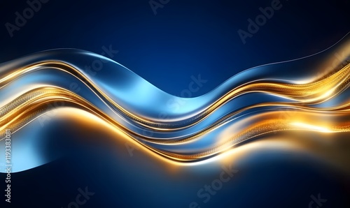 Wallpaper Mural Abstract background with flowing golden lines and soft glowing particles on a deep navy-blue gradient, exuding elegance and modernity, Generative Ai Torontodigital.ca