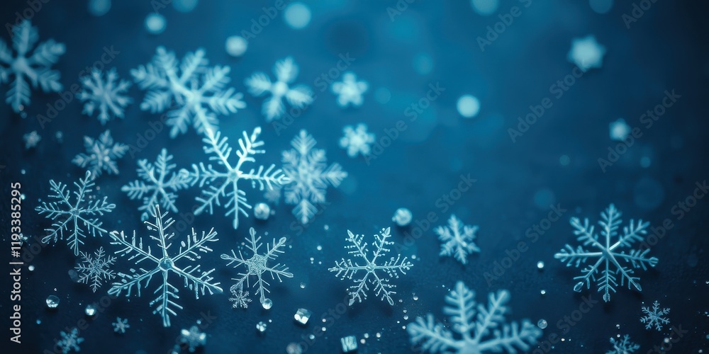 Winter Wonderland Sparkling Ice Crystals on a Deep Blue Background Winter Wonderland Sparkling Ice Crystals on a Deep Blue Background
