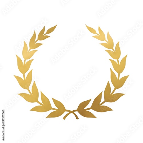 Golden Laurel Wreath. White Background