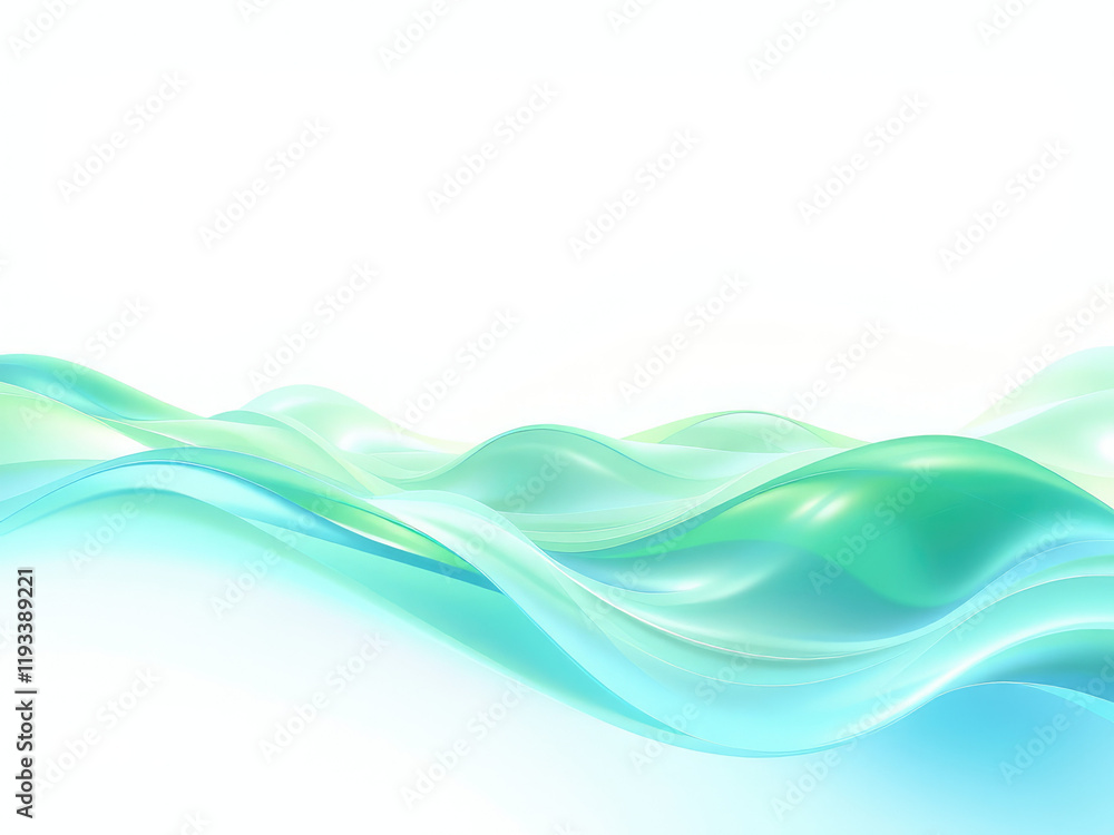 Abstract Green and Blue Waves on White Background, natural inspiration, abstract art, peaceful atmosphere Abstract Green and Blue Waves on White Background, natural inspiration, abstract art, peaceful atmosphere
