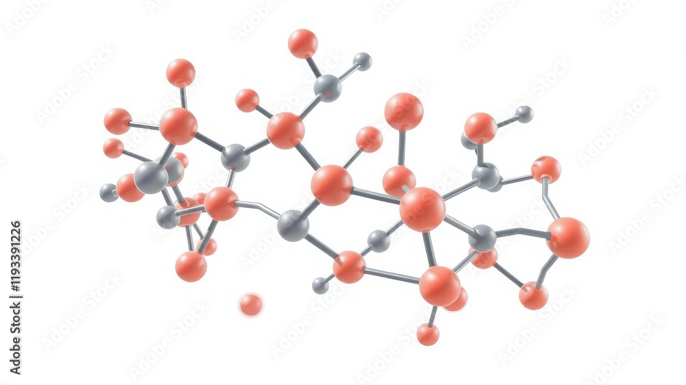 Abstract 3D rendering of a complex molecule structure isolated on a white background, research, isolated Abstract 3D rendering of a complex molecule structure isolated on a white background, research, isolated