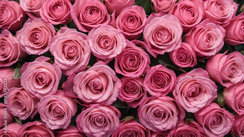 Fototapeta premium Dark pink roses overhead view wallpaper background