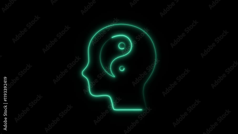 Glowing Neon Yin-Yang Icon, Balance and Harmony Symbol, HD Motion Graphic Animation on Black Background Glowing Neon Yin-Yang Icon, Balance and Harmony Symbol, HD Motion Graphic Animation on Black Background