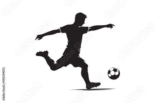 Silhouette of a Soccer Player Kicking a Football