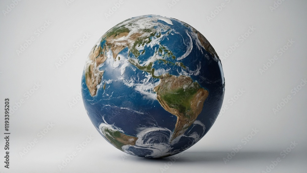 custom made wallpaper toronto digitalRealistic Earth globe, detailed map, educational concept on light background