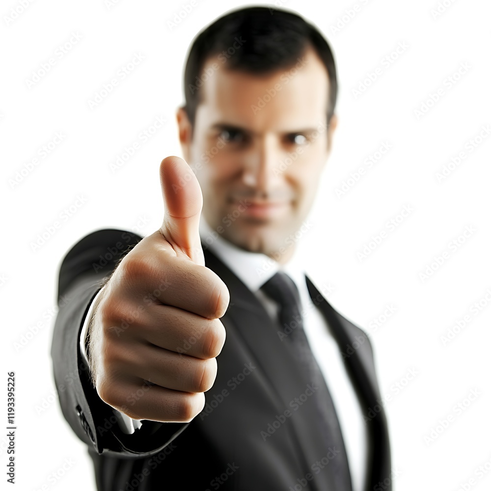 Businessman Giving Thumbs Up: Confident businessman in a sharp suit gives a thumbs up, conveying success, approval, and positivity. A powerful image for business, finance, and leadership. Businessman Giving Thumbs Up: Confident businessman in a sharp suit gives a thumbs up, conveying success, approval, and positivity. A powerful image for business, finance, and leadership.