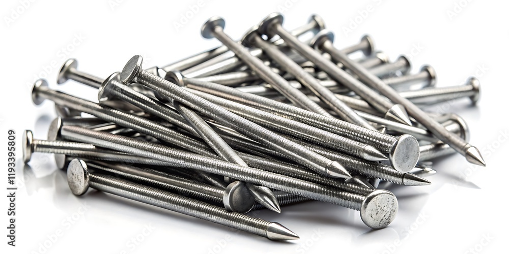 Pile of nails with a white background Pile of nails with a white background