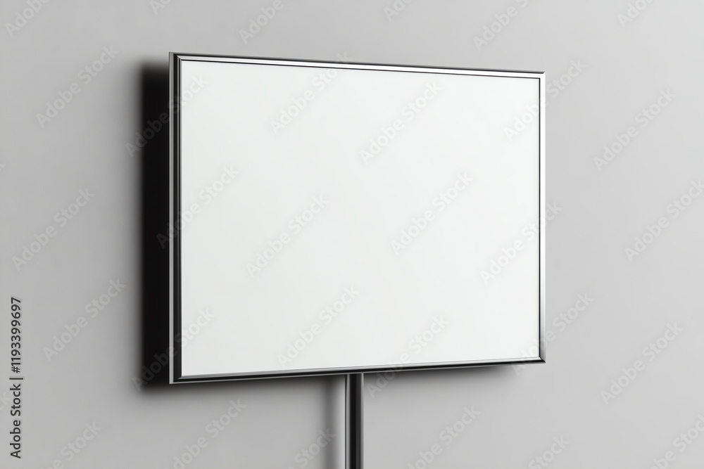 Minimalistic billboard on a gray wall, ready for advertising or creative messaging in urban design context. Minimalistic billboard on a gray wall, ready for advertising or creative messaging in urban design context.