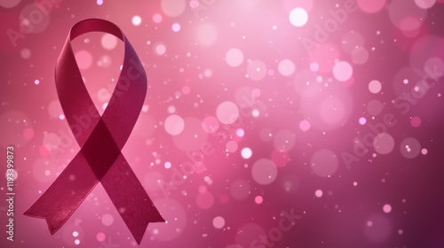 Wallpaper Mural a pink ribbon symbolizing breast cancer awareness, set against a softly blurred pink background Torontodigital.ca