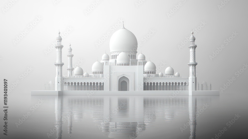 Obraz premium Modern Islamic Mosque Design with Clean White Aesthetic