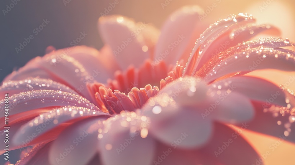 Fototapeta premium Close-Up of Delicate Flower Petals with Morning Dew Drops