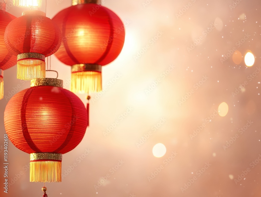 Festive Red Chinese Lanterns Lunar New Year Celebration Lights Holiday Festive Red Chinese Lanterns Lunar New Year Celebration Lights Holiday