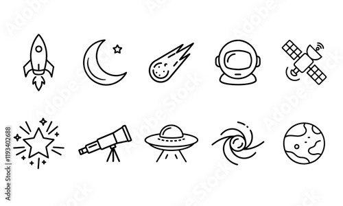  Space  Astronomy Icons Set