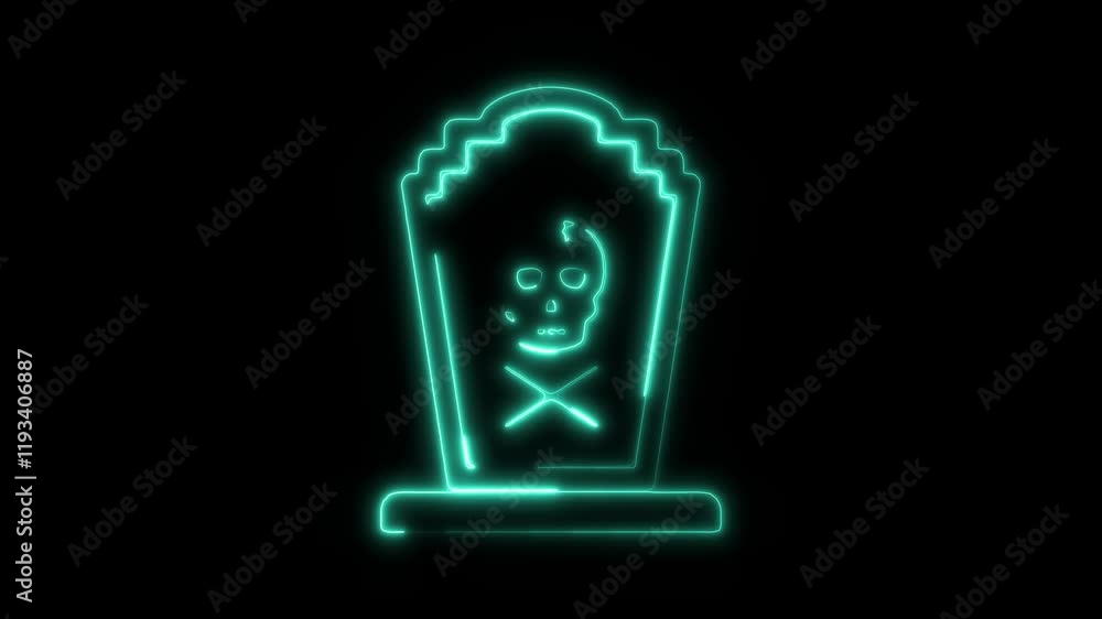 Glowing Neon Grave Icon, Symbol of Death and Remembrance, HD Video Motion Graphic Animation on Black Background Glowing Neon Grave Icon, Symbol of Death and Remembrance, HD Video Motion Graphic Animation on Black Background