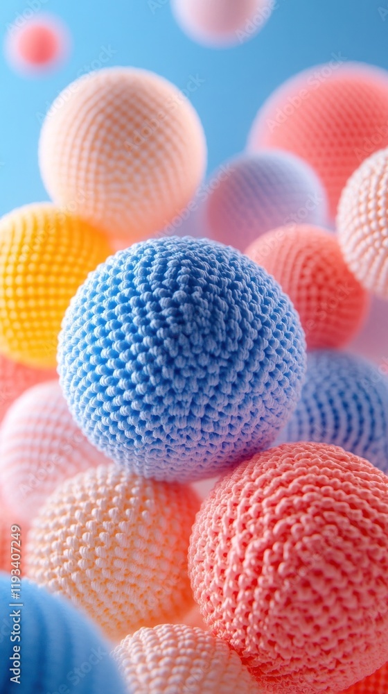 Fototapeta premium Vibrant Textured Spheres in Pastel Abstract Digital Composition Colorful 3D rendered geometric shapes and patterns with a modern minimalist and creative digital art style