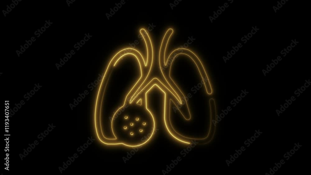 Glowing Neon Lungs Virus Icon Animation on Black Background, HD Motion Graphic Representing Respiratory Health, Infection, and Medical Science Glowing Neon Lungs Virus Icon Animation on Black Background, HD Motion Graphic Representing Respiratory Health, Infection, and Medical Science