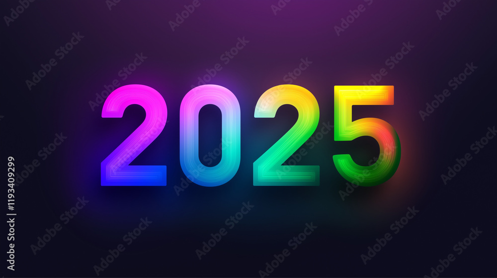 An artistic visual of the year 2025 featuring stylized neon colors. An artistic visual of the year 2025 featuring stylized neon colors.