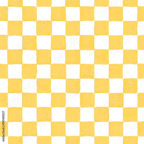whimsical yellow and white checkers seamless pattern illustration with transparent background	