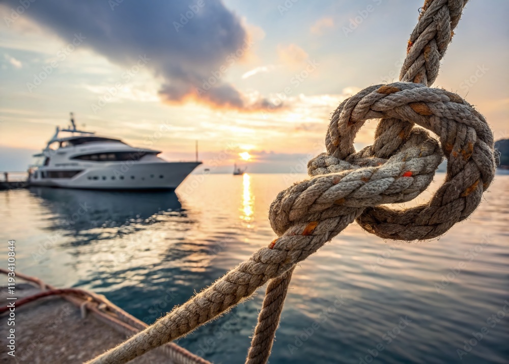 Fototapeta premium Double Exposure: Nautical Knot & Moored Yacht - Abstract Marine Art