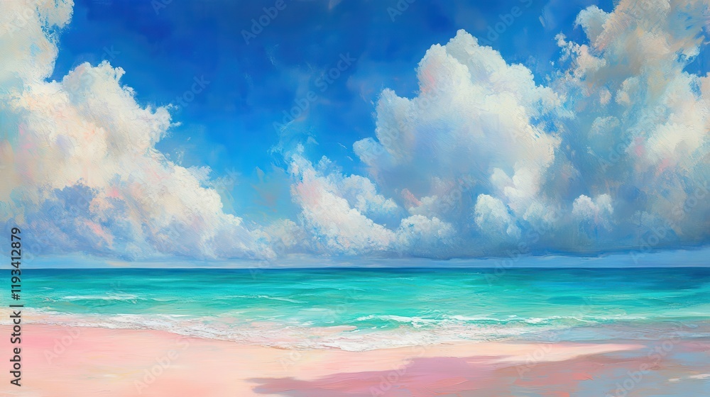 Serene Beach Paradise Painting Serene Beach Paradise Painting