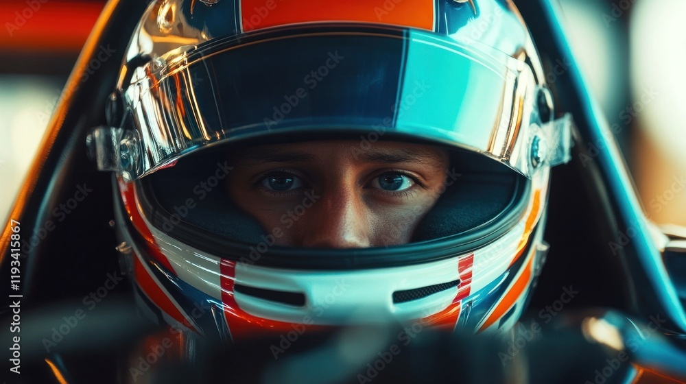 Race Car Driver Intense Gaze: A Close-Up Portrait of Determination and Speed Race Car Driver Intense Gaze: A Close-Up Portrait of Determination and Speed