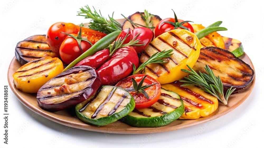 Grilled vegetables isolated on a white background
