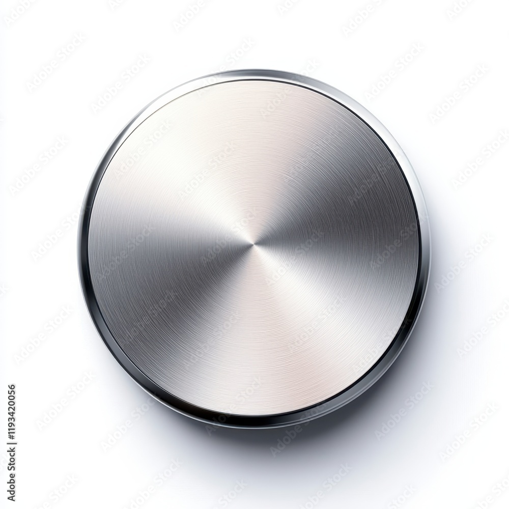 A detailed close-up of a metallic button showcasing its texture and shine against a clean white background, emphasizing its design and craftsmanship. A detailed close-up of a metallic button showcasing its texture and shine against a clean white background, emphasizing its design and craftsmanship.