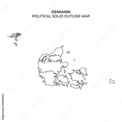 Detailed political outline map of Denmark without labels