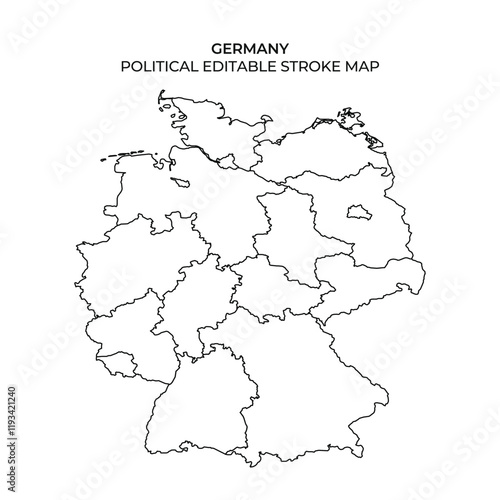 Germany political editable stroke map for design use