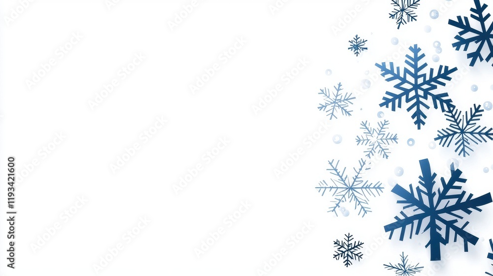 Elegant Blue Snowflakes on a Soft White Background for Winter Decor Elegant Blue Snowflakes on a Soft White Background for Winter Decor