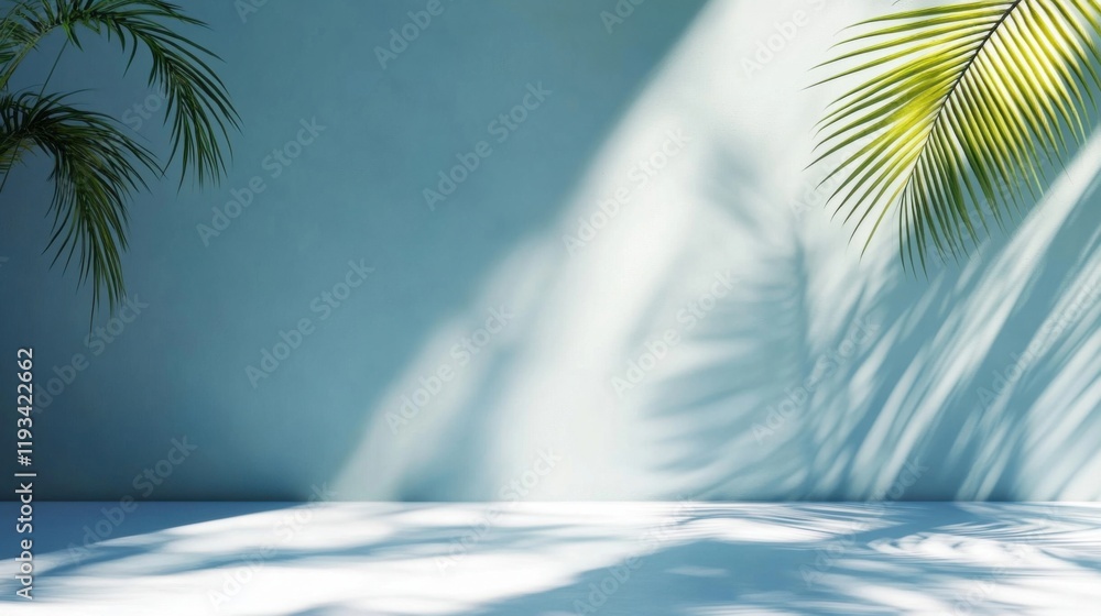 a palm tree casts a shadow on a wall a palm tree casts a shadow on a wall