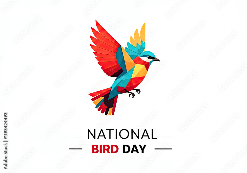 Obraz premium Colorful Geometric Bird Illustration for National Bird Day Celebration