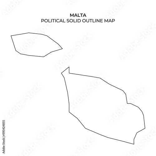 Malta political outline map with defined geographic boundaries