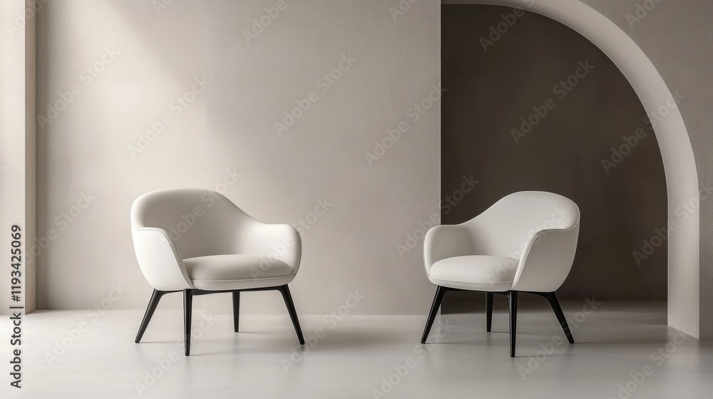 two chairs in a room with a wall in the background two chairs in a room with a wall in the background