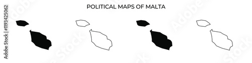 Political maps of Malta showcasing different regions and features