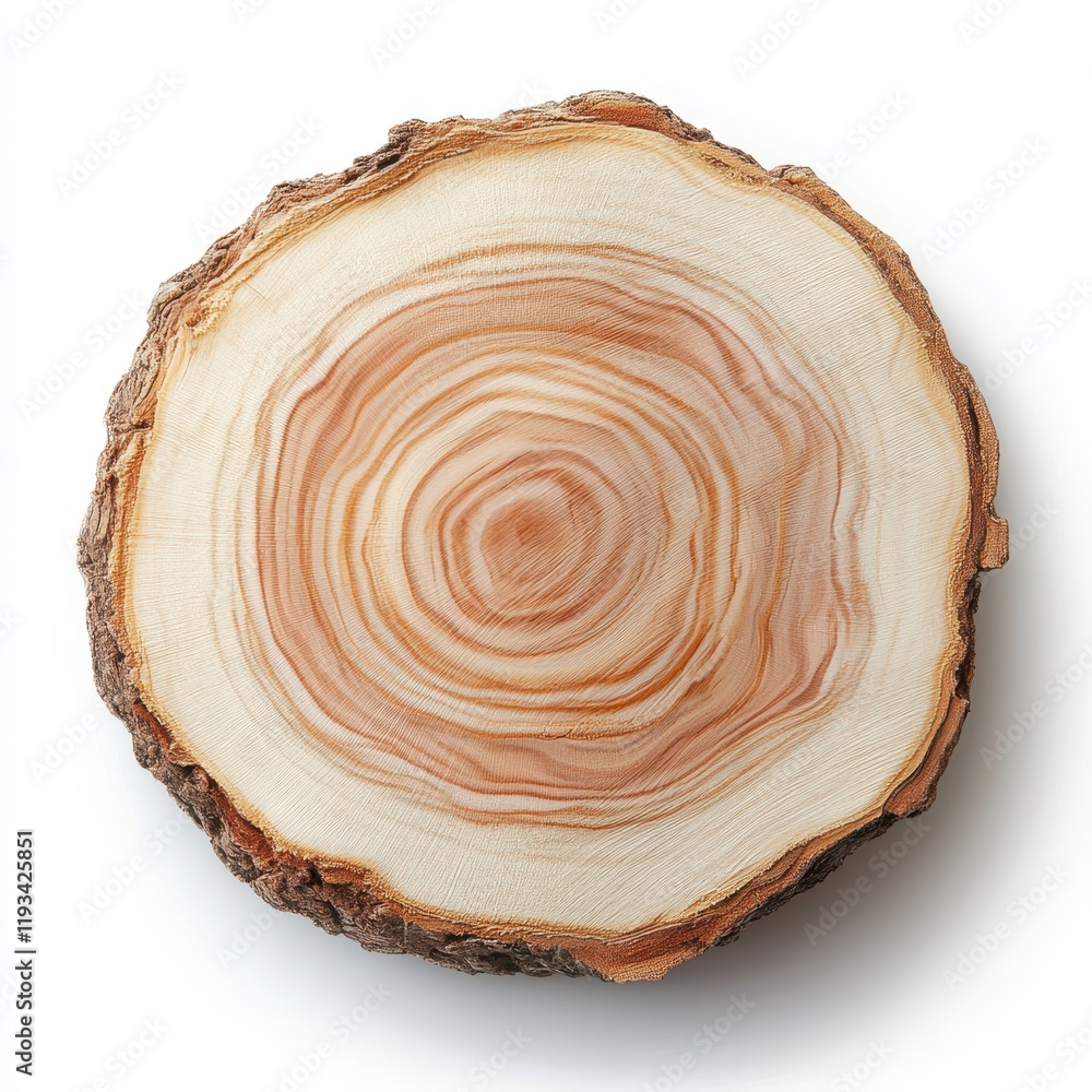 A detailed cross-section of an arafed wood slice displayed on a clean white surface, showcasing the unique grain and natural texture of the wood. A detailed cross-section of an arafed wood slice displayed on a clean white surface, showcasing the unique grain and natural texture of the wood.