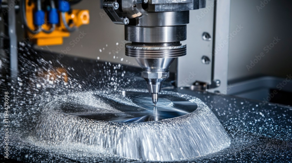 Precision machining process with coolant water spray Precision machining process with coolant water spray