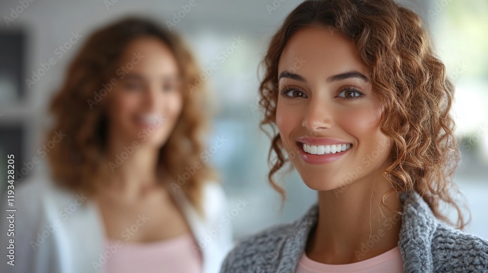 Portrait of a Smiling Woman with Curly Hair Portrait of a Smiling Woman with Curly Hair