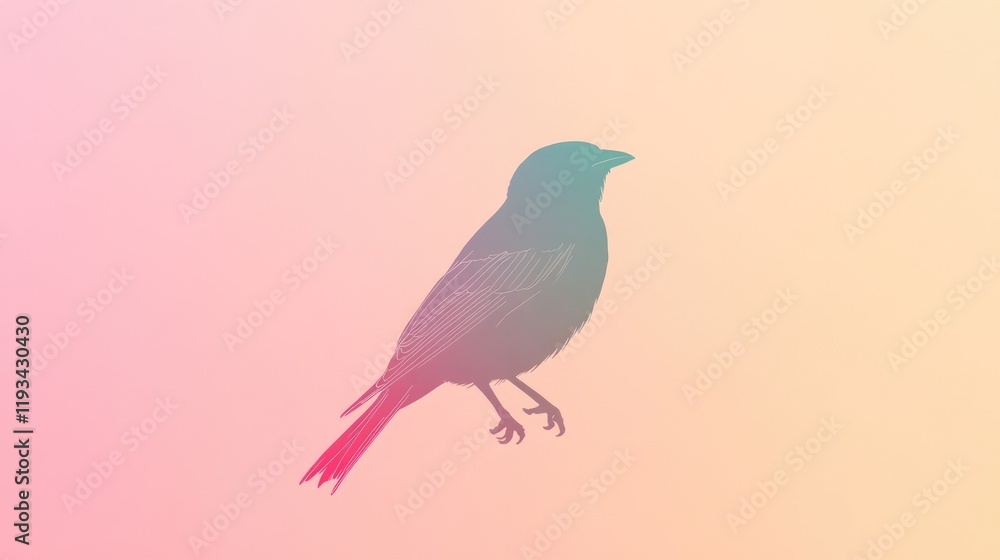 A minimalist drawing of a birda??s silhouette against a soft gradient background A minimalist drawing of a birda??s silhouette against a soft gradient background