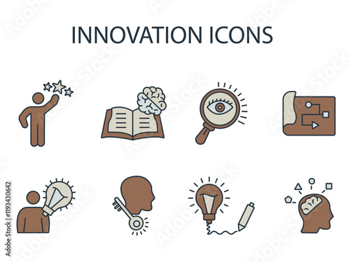 Innovation icon set . Innovation pack line elements for infographic web.