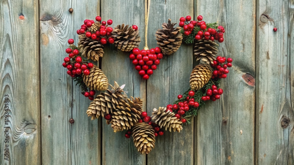 Heart-Shaped Arrangement of Pinecones and Berries Heart-Shaped Arrangement of Pinecones and Berries