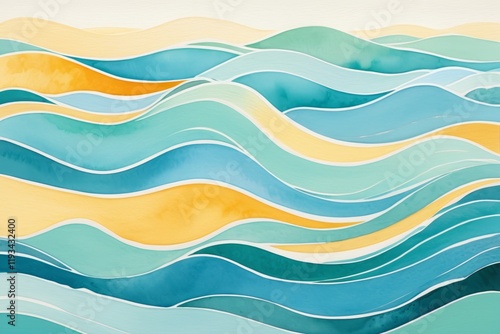 Fototapeta Naklejka Na Ścianę i Meble -  there is a painting of a wave pattern on a wall