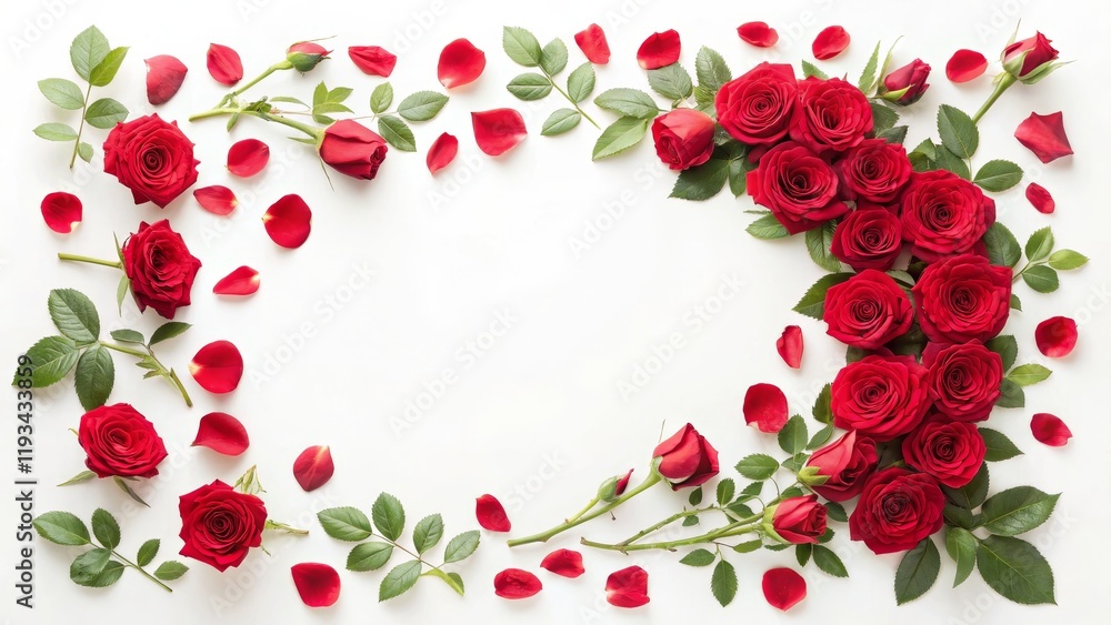 Red Roses Frame Flatlay Composition of Flowers, Petals and Leaves, Valentines Day, Romance Roses, Valentine's Day Red Roses Frame Flatlay Composition of Flowers, Petals and Leaves, Valentines Day, Romance Roses, Valentine's Day