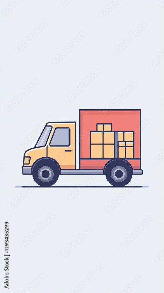 Fototapeta premium Delivery Truck Icon: A clean and simple illustration of a delivery truck loaded with packages, perfect for websites, apps, or presentations needing a modern and minimalist delivery icon. 