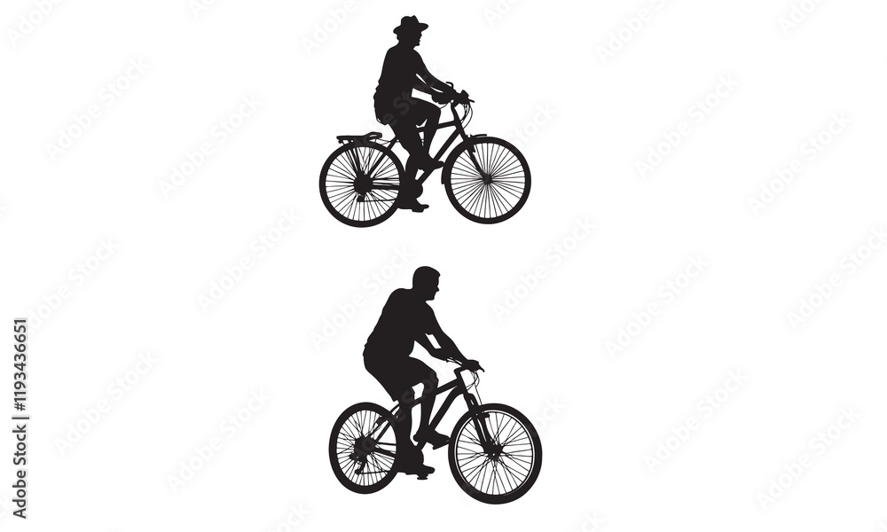 Obraz premium A bicycle man vector typically refers to a digital illustration or graphic representation of a man riding a bicycle, created in vector format.