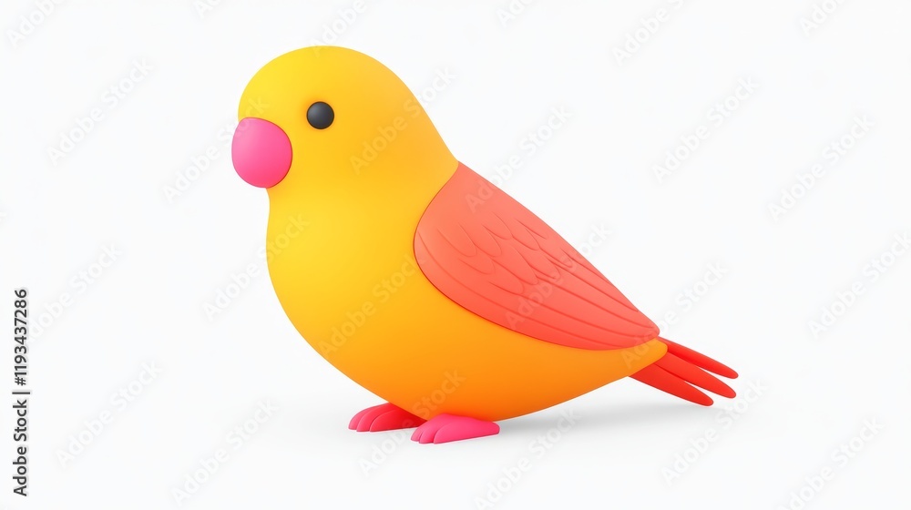 A colorful, cartoon-style bird featuring bright yellow and orange plumage with pink accents, presenting a cheerful and playful appearance. A colorful, cartoon-style bird featuring bright yellow and orange plumage with pink accents, presenting a cheerful and playful appearance.