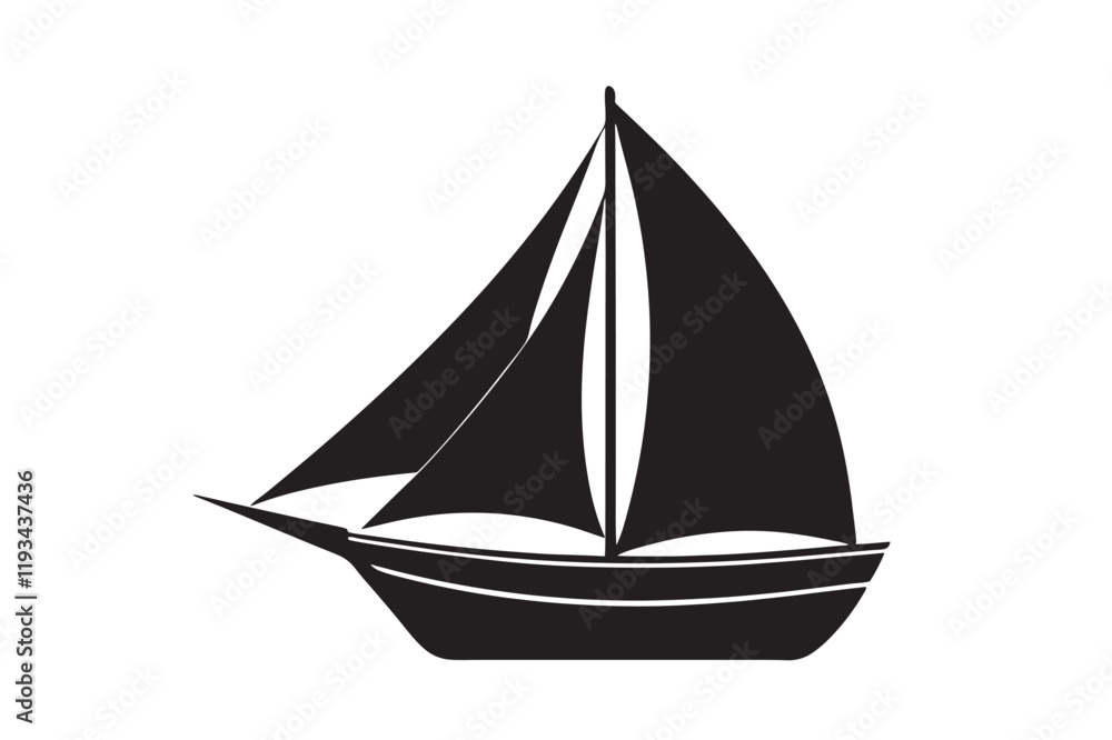 Fototapeta premium A sailboat vector silhouette isolated on white background (1)