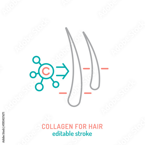 Collagen for hair line icon. Connective tissue protein pictogram.