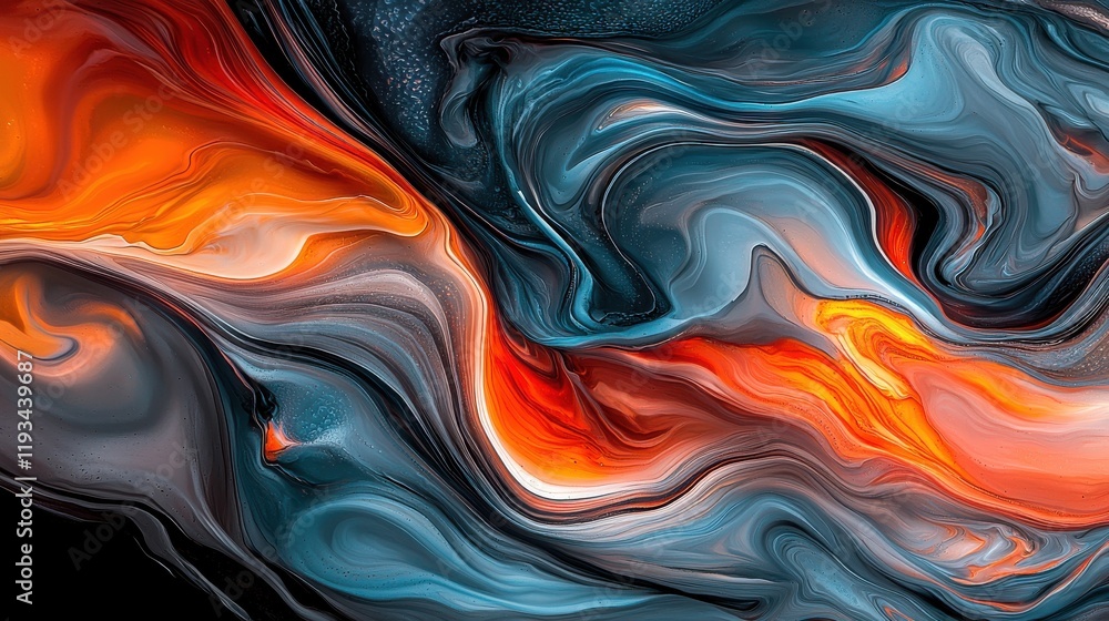 Obraz premium Dynamic abstract art composition studio setting digital artwork dark background close view vibrant fluid motion