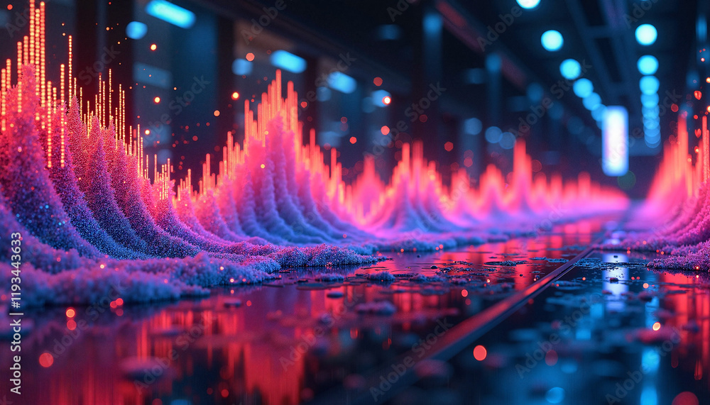 Colorful sound wave visualizations in a digital environment Colorful sound wave visualizations in a digital environment